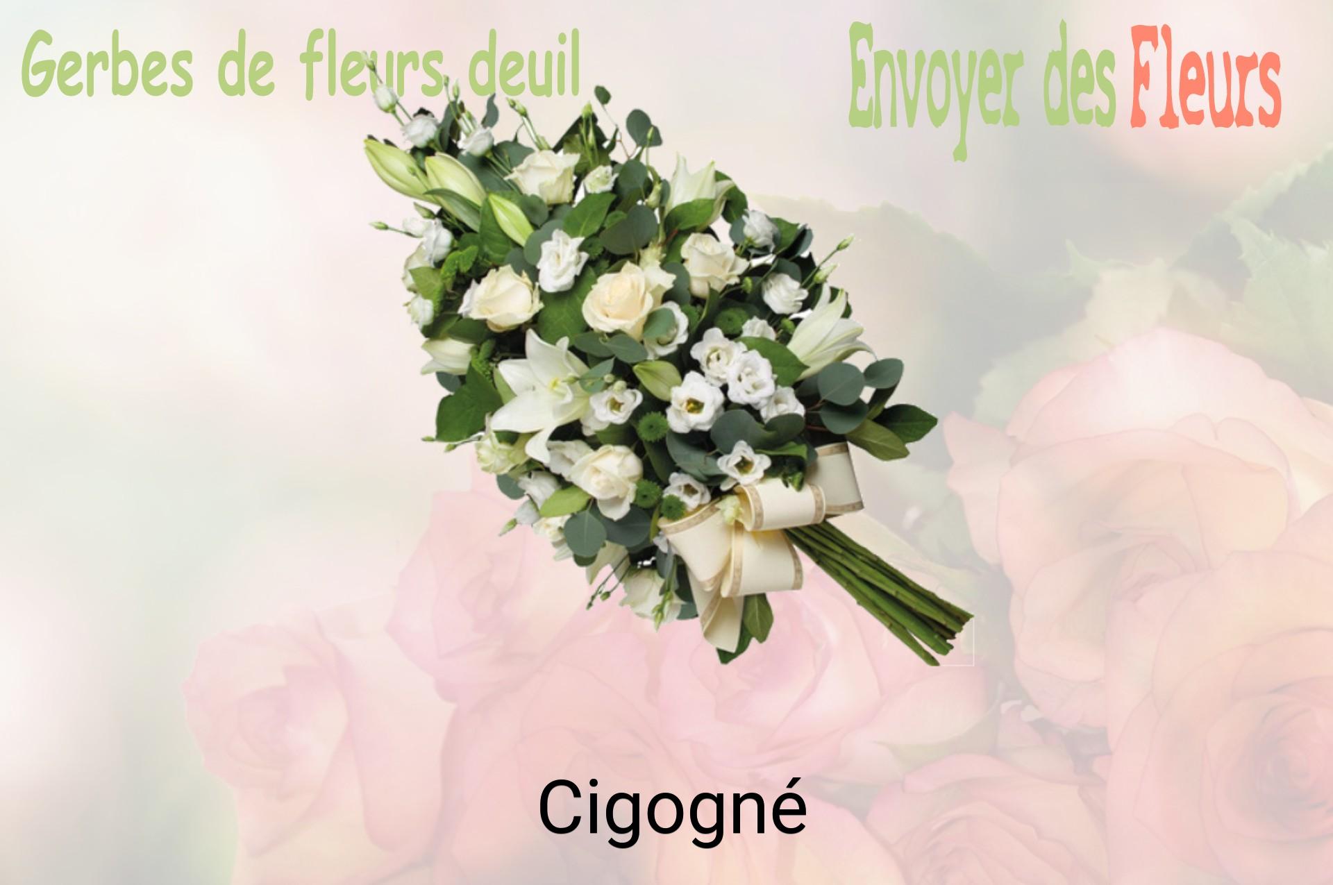Gerbe de fleurs de deuil livrée à Cigogné